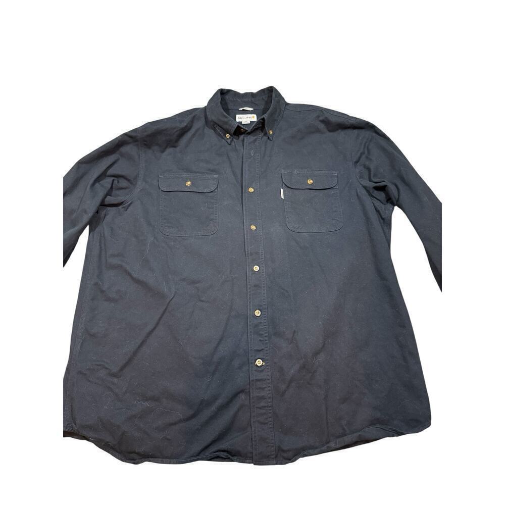 Carhartt Shirt Size 2XL Navy 100% CottonLong Sleeve